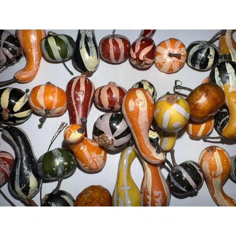 2 Fall Mini Gourds Garland Strands Thanksgiving Draping Decor 69